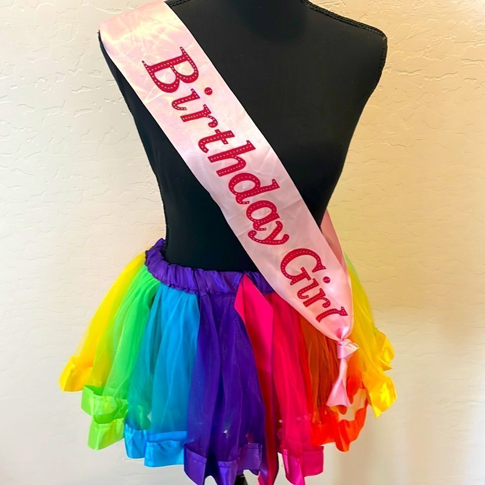Clearance ⏳Rainbow Tutu with Birthday Sash
